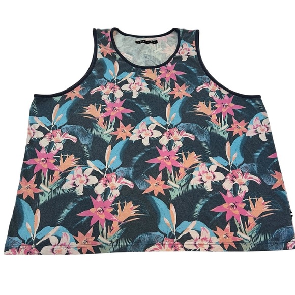 Edgar + Ash Men’s Tank Top 2XL Tropical Floral Print Summer Sleeveless - Picture 1 of 5